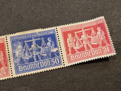 Germany 1948 Hannover Export Fair MNH Set 24pf Red ×2 & 50pf Blue – Post-WWII