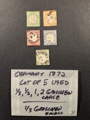 GERMANY 1872 Lot of 5 Used Stamps 1/3, 1/2, 1, 2 Groschen Large – 1/3 Gros Small