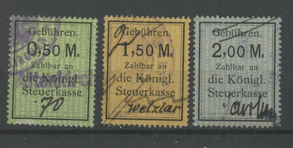 Germany Prussia set of revenues fee for the taxation treasury 1891 fiscal