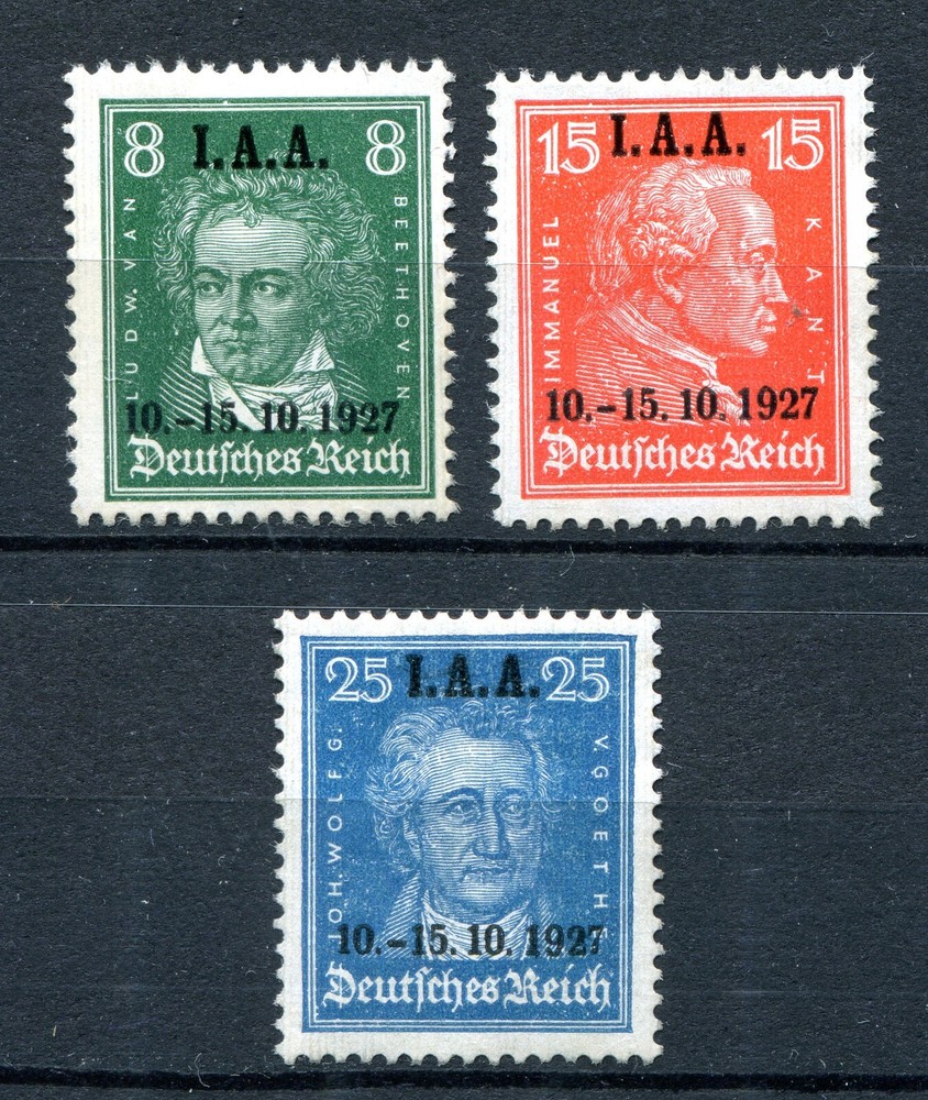 GERMANY REICH 1927 INTERNATIONAL LABOR BUREAU OVPT SET SCOTT 363-365 PERFECT MNH