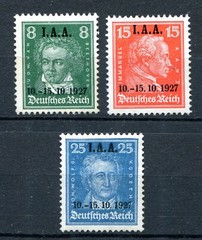 GERMANY REICH 1927 INTERNATIONAL LABOR BUREAU OVPT SET SCOTT 363-365 PERFECT MNH