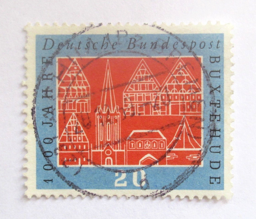 Germany Stamp Scott 800 Buxtehude Millennium 20 Pfennig 1959 Used