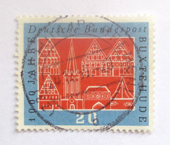 Germany Stamp Scott 800 Buxtehude Millennium 20 Pfennig 1959 Used