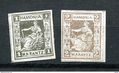 Germany 1863 Local Post Hamburg Imperf Mint Mi 8/10 on white paper 11843