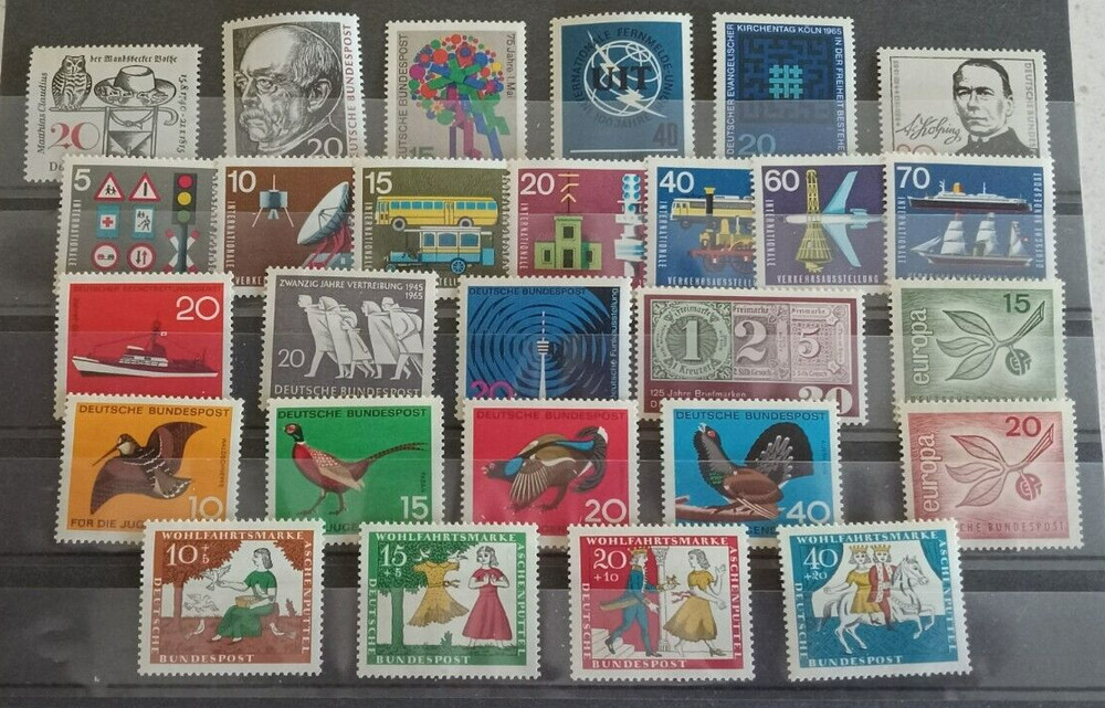 Germany 1965 Complete Stamp Year Set MNH Mint Never Hinged 27 Stamps