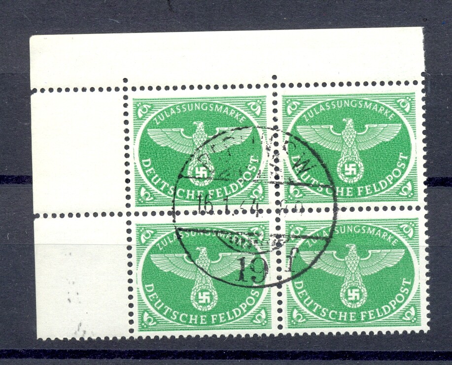 GERMANY FELDPOST MI# FP4-BL OF 4 PM 1944 BERLIN – CTO- CANCELLED TO ORDER -@10