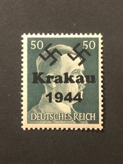 Germany WWII propaganda fantasy overprint (KRAKAU) 50 Rpf. MNH /s23 #c25