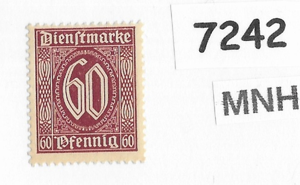 #7242 MNH Stamp Scott 09 Official Weimar Republic Germany 1920-1921