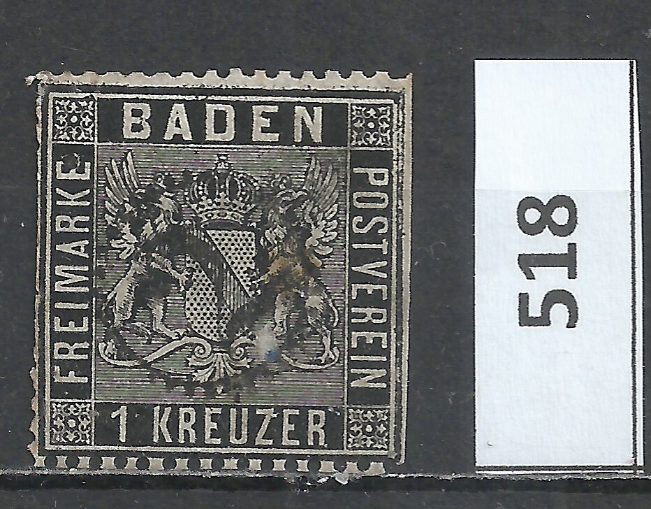 1860 BADEN STAMP Used Cat. Mi#9 CV€30