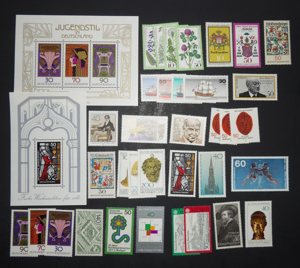 GERMANY 1977 COMMEMORATIVE SEMI-POSTAL S/S STAMP YEAR SET/LOT OF 37 STAMPS MNH