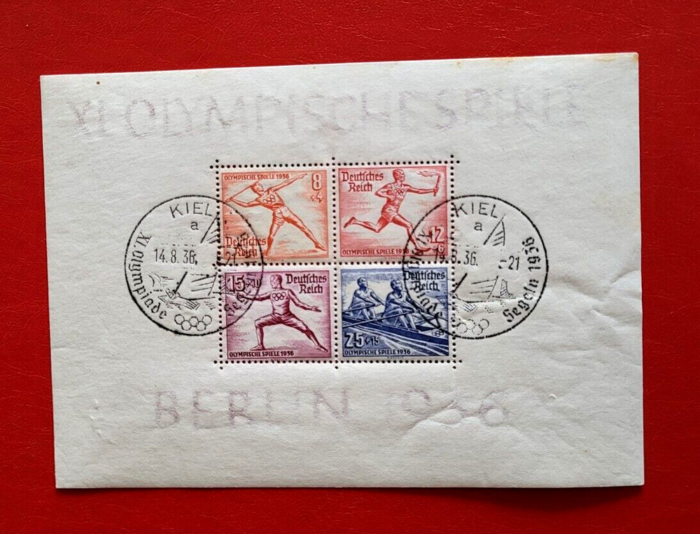 Germany Berlin 1936 XL Olympische Spiele.4 stamp Block.Cancellation 8/14/36.VF+.