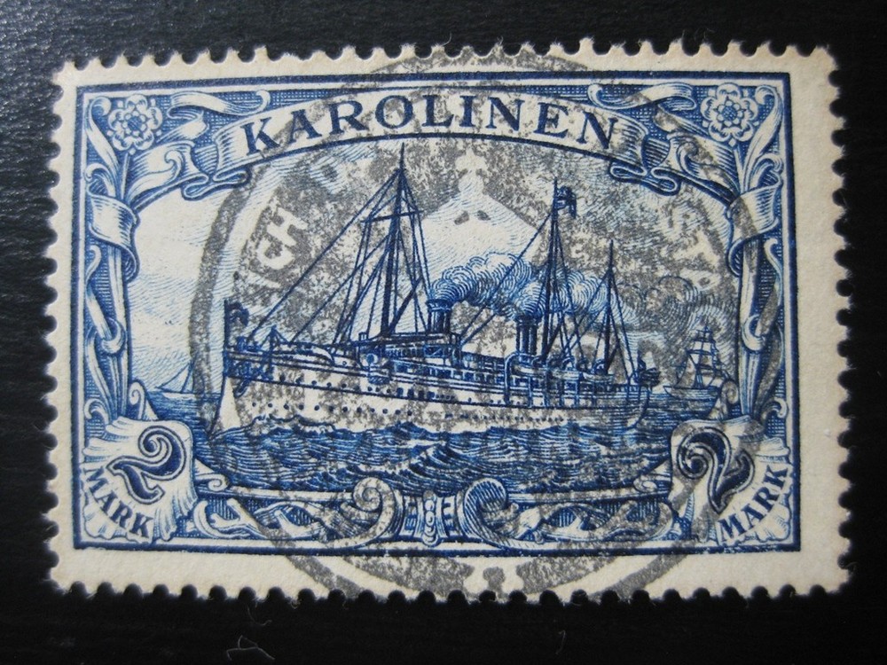 KAROLINEN GERMAN COLONY Mi. #17 used Kaiser Yacht stamp w/ KDPAg Ponape cancel!