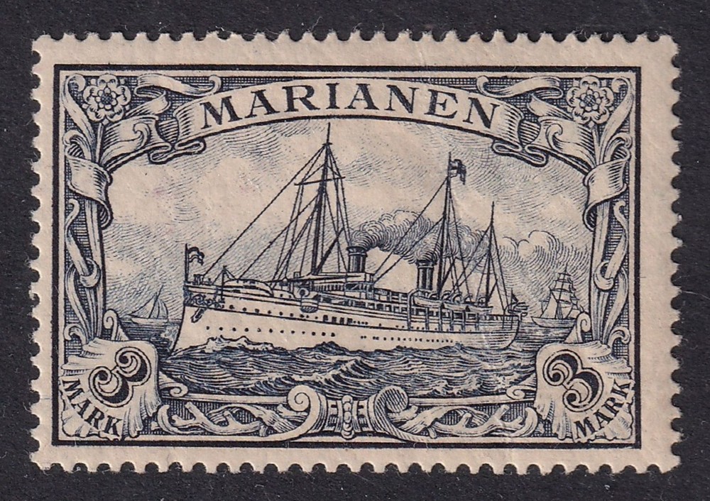 MARIANA ISLANDS 1901 Large Yacht (No Wmk) 3m Violet-Black SG 24 MH/* (CV £12)