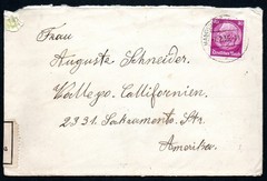 1935 Germany to US cover with customs labels