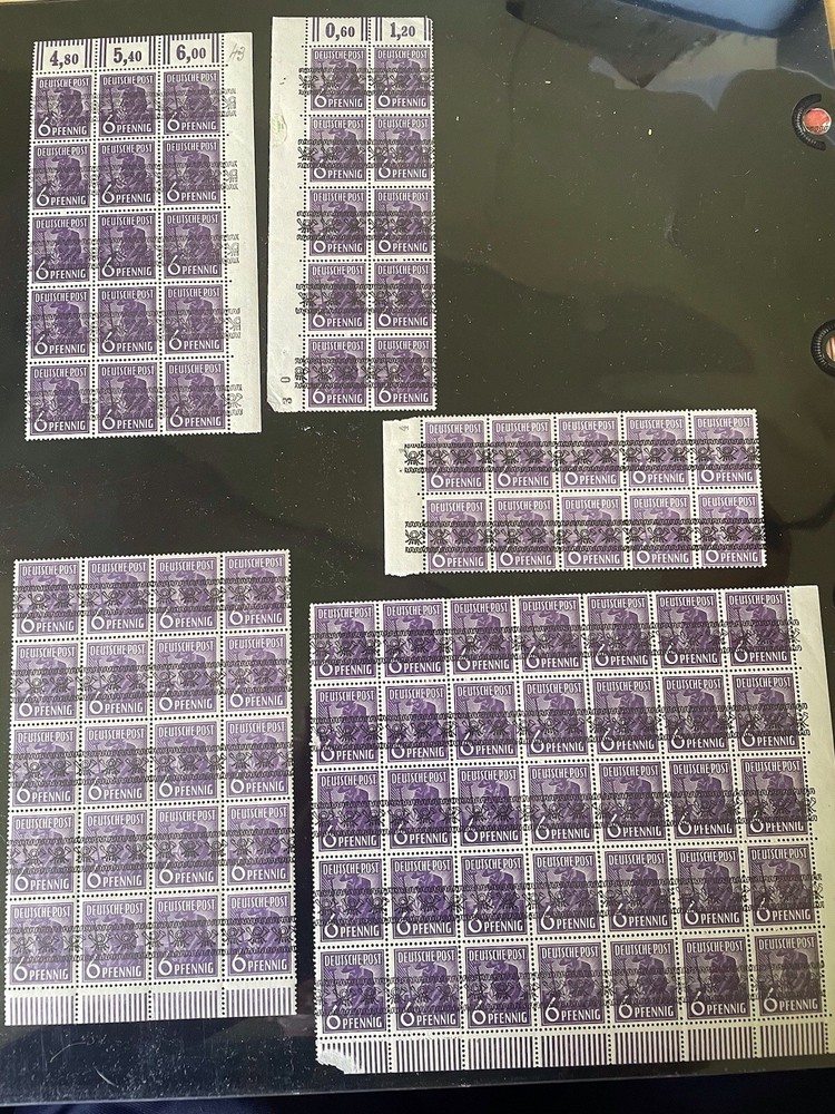 1940’s Lot Of 5 Blocks Stamp Germany Allied Occupation Overprint 6Pf MNH