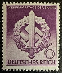 WWII GERMANY 1942 Mi #818 Sc #528 NAZI GERMAN STORM TROOPER MNH STAMP 6 PF