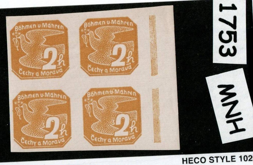 MNH stamp block Sc P1 Newspaper German Occupied Czechoslovakia WWII 1939 #1753