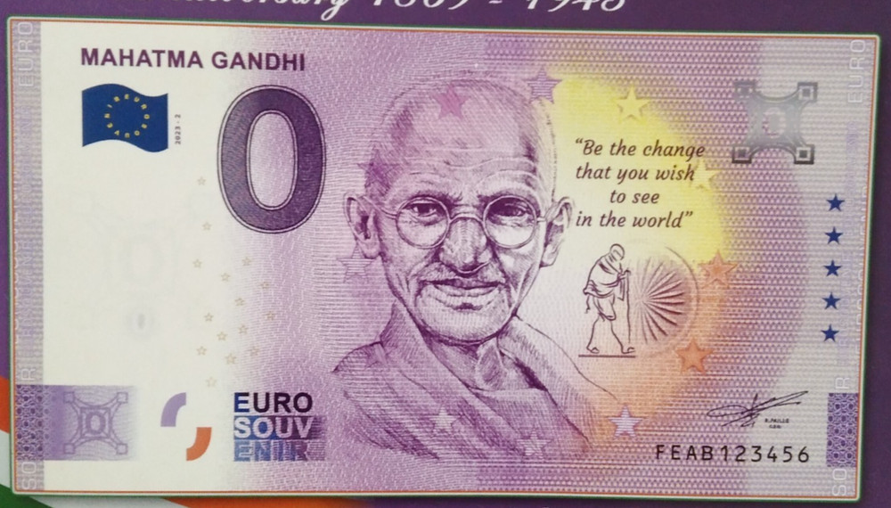 0 Euro India Mahatma Gandhi 75th Anniversary Souvenir Note 2023-ZZIAA