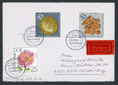 Saalfeld Furth Express Cover 1986 DDR German Gold Artifacts Dahlia