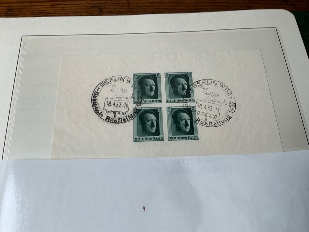 Germany 1937 Berlin Stamp Exh Souvenir Sheet 4 Imperf Hitler Stamps Sp Cancel 7B