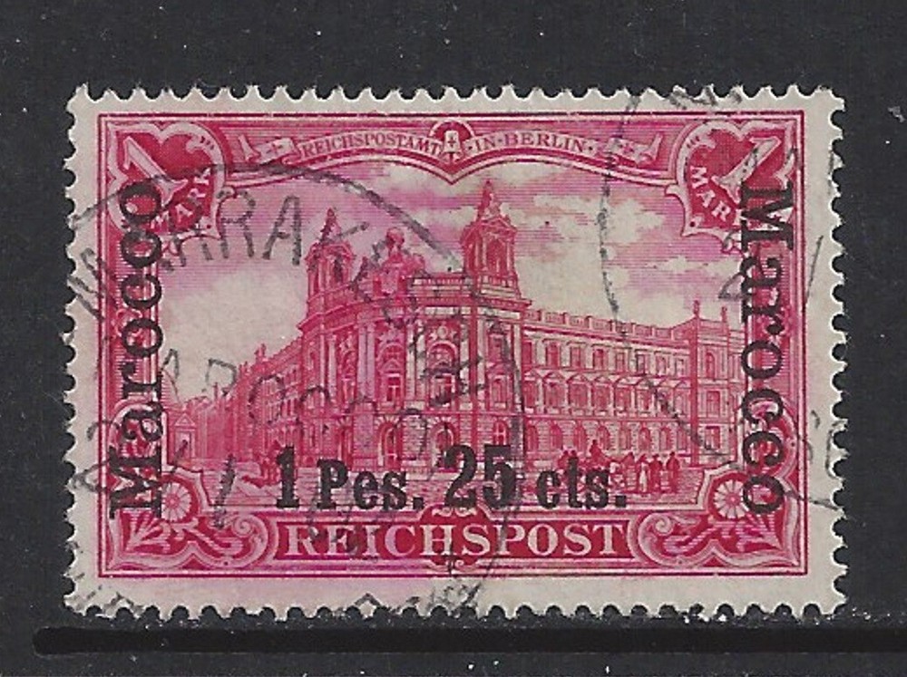 Germany 1903 offices in MOROCCO 1 P. 25 cts on 1 Mark issue type 2 used $ 280.0