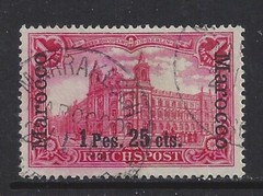 Germany 1903 offices in MOROCCO 1 P. 25 cts on 1 Mark issue type 2 used $ 280.0