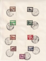 Lot Stamp Germany Mi 634-42 Sc B93-101 1936 WWII National Modern Buildings CTO