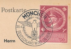 Card Stamp Germany Mi 887 Sc B271 1944 WWII Hitler 55th Munich