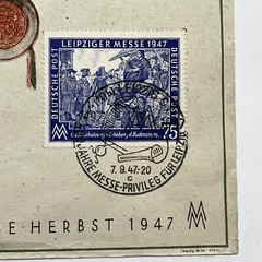 1947 LEIPZIG GERMANY 450 YEARS OF TRADE FAIR PRIVLEDGE PHILATELIC STAMP ITEM