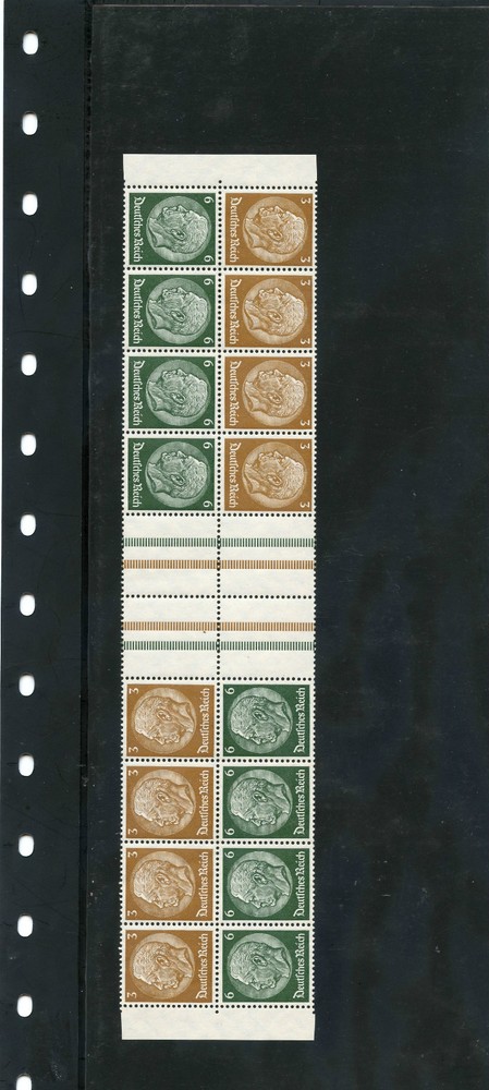 GERMANY, BOOKLET PANE MI MHB44.1 VF NH 9MM HINDENBURG DOUBLE PANE $175