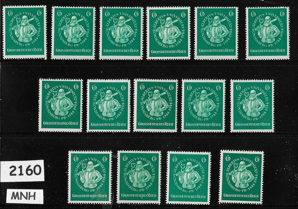 MNH Germany postage stamps B280 / 1944 / WWII 3rd Reich / Prussia Duke Albert