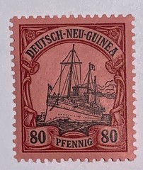 Travelstamps: GERMAN NEW GUINEA STAMPS Kaiser’s Yacht, 80 Pfennig, Mint OG