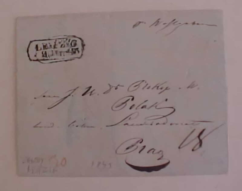 GERMAN SAXONY LEIPZIG 1843 B/S PRAG PICTORIAL CANCEL