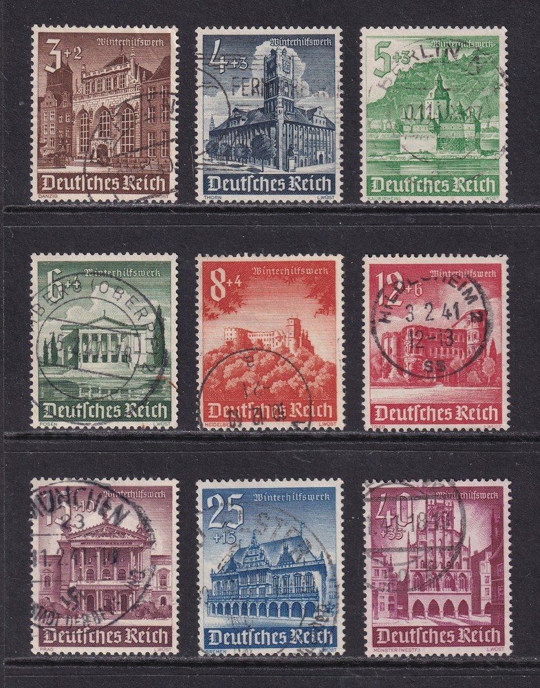 GERMANY 1940 Winter Relief Fund set of 9 SG 739-747 Used (CV £22)