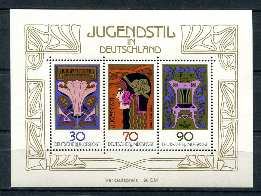 Germany – BRD : Jugendstil souvenir sheet from 1977 – mint NH