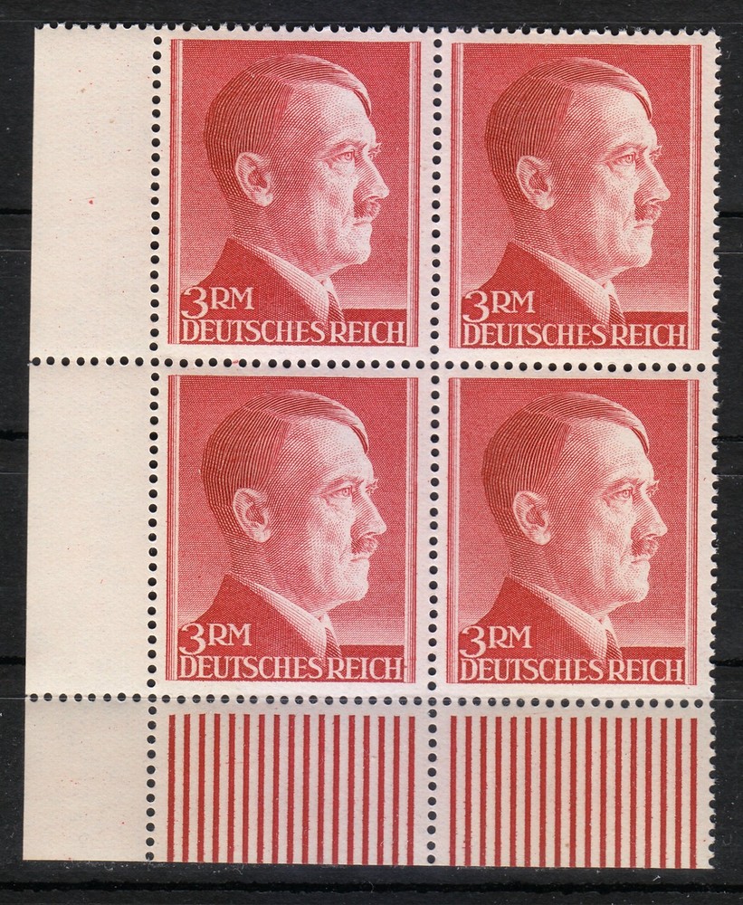 Germany 1944 MNH Mi 801B Sc 526a Adolf Hitler-lower left corner-Block P K14 **