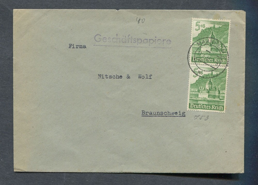 German Reich WW II : Better cover from 1940 – Mannheim – used