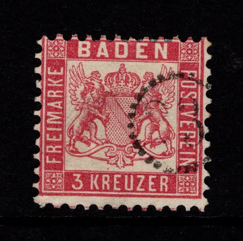 Baden SC# 20 Used / Scarce 3 Numeral Cancel – S51837