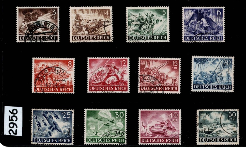 Stamp set Sc B218 – 229 / 1943 Military Hero’s set / WWII Germany #2956