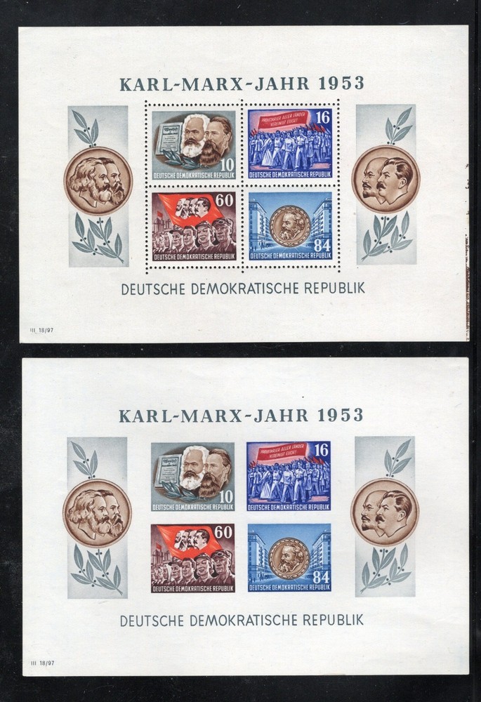 DDR – Sc# 146a x2 MNH / Perf & Imp S/S (printers ink on edge perf) – Lot 1125240