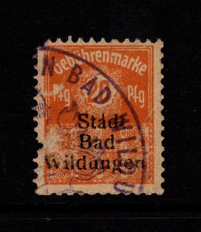 Germany Bad Wildbad 1900s 25p Local Revenue Used / Pulled Left Perf – S56478
