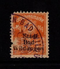 Germany Bad Wildbad 1900s 25p Local Revenue Used / Pulled Left Perf – S56478