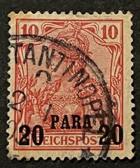 Travelstamps: Germany Offices in Turkey Stamp Sc #26 20 Para on 10pf Used UnWMK