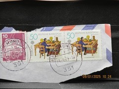 The listing:(3)GERMANY Stamps 1-10pfg 1975 Street Car & 2-50 pfg 1979 EuropaCept