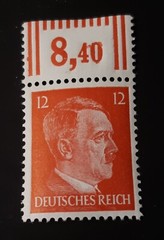 One WWII Unused German Stamps ~ Red 12 Reichspfennig Pfenning stamps , WW2 Era