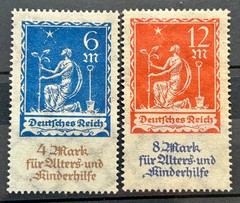 1922 German Stamps set Mi DR 233/234 Old Age and Child Aid MH* /286