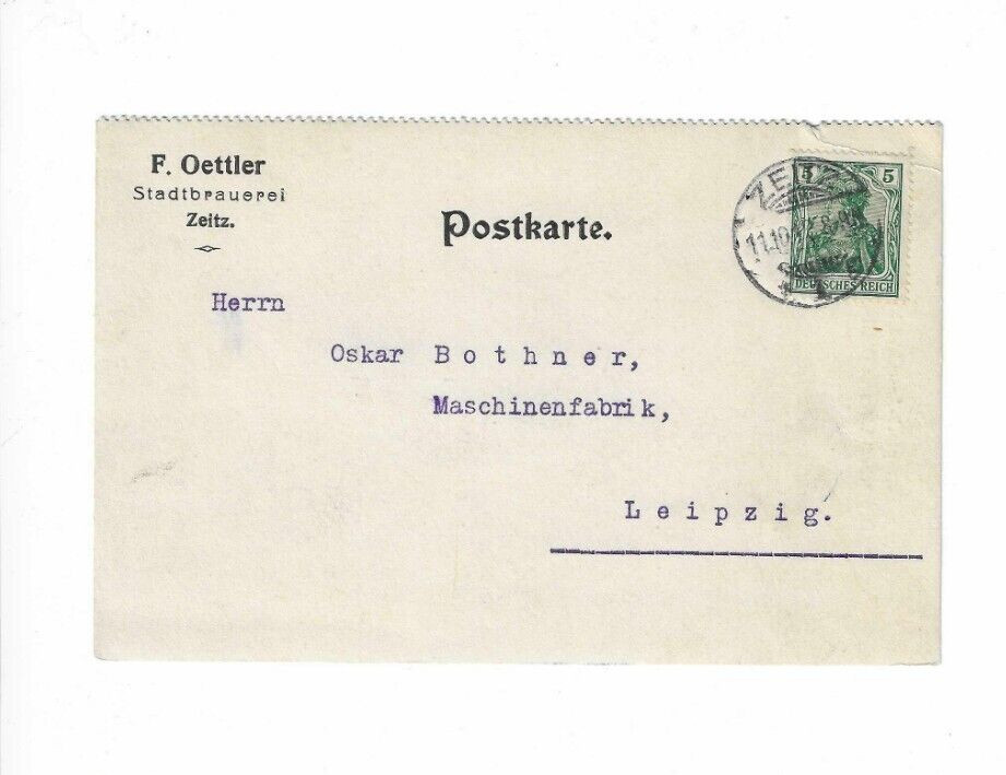GERMANY 1912 Post Card sent from Zeitz to Leipzig