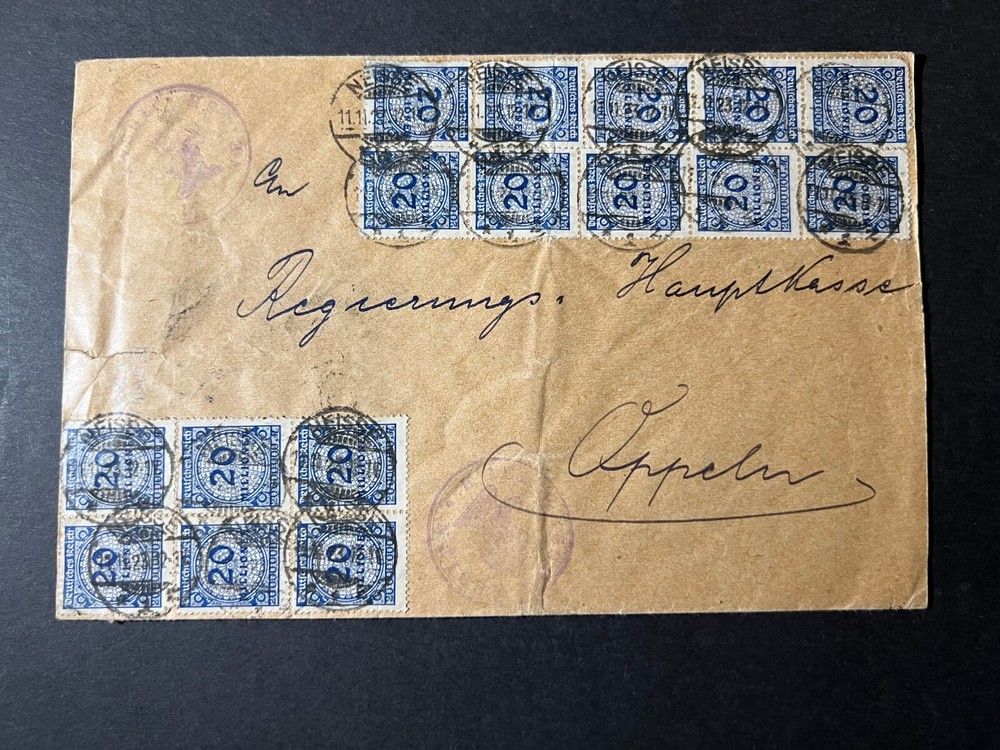 1923 Germany Weimar Republic Inflation Cover Heisse to Appelin Philatelic