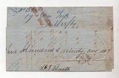 GERMANY BAVARIA 1860 SCOTT #7 12KR. RED SINGLE FRANKIN TIED ON FOLDED LETTER