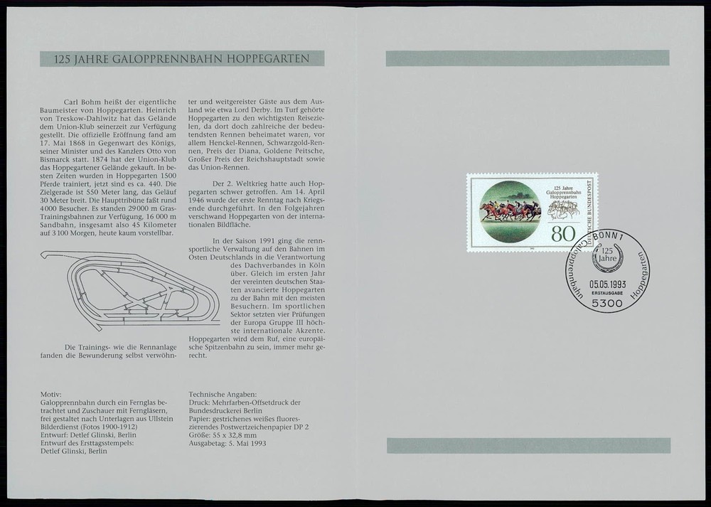 GERMANY FOLDER 1993/19 GALOPP-RENNBAHN HOPPEGARTEN REITEN PFERDE